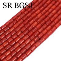 Columna de tubo de 5x7mm, joyería de Coral rojo de bambú marino Natural, venta al por mayor, accesorios DIY, cuentas espaciadoras sueltas de 15" - details 0