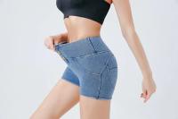 Nuevo 2025 pantalones cortos de mezclilla de cintura ultra alta para mujer, pantalones cortos sexys de verano para levantamiento de glúteos, pantalones cortos de Yoga finos e informales elásticos picantes para chica - details 11