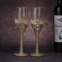 2 unids/set copas de champán de cristal para novia y novio, copas de vino tostadas y decoración de vestido, regalo para boda - details 4