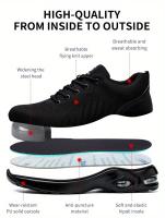 Zapatos de seguridad laboral antideslizantes con puntera de acero para hombres, a prueba de perforaciones y transpirables, zapat - details 2