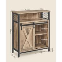 Aparador, Armario de Cocina, con Puerta Corredera, 30 x 70 x 80 cm, Estante Ajustable, Estilo Rústico, - details 2