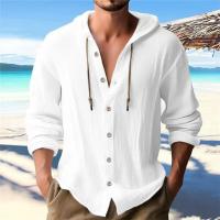 Nueva camiseta con capucha de lino para hombre, informal, de manga larga, para primavera/verano - details 3