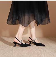 Zapatos clásicos y versátiles de una sola pieza con tacón de aguja negro estilo francés - details 9
