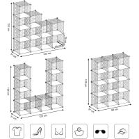 Modular de Malla de Hierro, Estantería de Almacenaje con 12 Cubos, Organizador Modulable y Ajustable, Multiuso, para Libros, Ropa y Zapatos, en Baño, 93 x 31 x 123 cm, Blanco LPI34W - details 7
