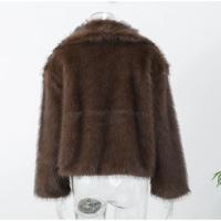 Abrigos de piel sintética esponjosos con solapa marrón Vintage para mujer, chaquetas gruesas y cálidas de manga larga, prendas de vestir informales de calle para invierno 2024 - details 8