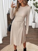 Los vestidos casuales de moda de las mujeres son simples y versátiles vestidos medianos y largos delgados - details 6