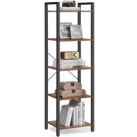 Librería de 5 Niveles, Biblioteca, Estantería para Oficina, Estudio, Sala de Estar, Dormitorio, 30 x 66 x 153 cm, Industrial, Marrón Rústico y Negro - details 9