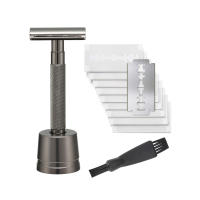 Navaja de Afeitar de Acero Inoxidable de Mango Largo con Doble Cara de Seguridad Tradicional 3 Piezas Reduce Quemaduras de Afeitadora Suave - details 0