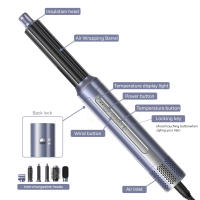 Rizador seis en uno, peine de pelo liso, peine de aire caliente portátil multifuncional para el hogar, secador de pelo eléctrico - details 1