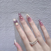 24PCS Uñas Postizas De Acryl Morado Gradient Con Estrellas Y Nubes De Taro Uñas Postizas Francesas Con Borde Blanco Para Novia Arte De Uñas Press on - details 1