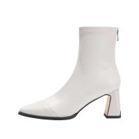 Invierno nuevas mujeres casuales de cuero forradas de lana con estilo de celebridad, tobillo fácil de combinar y botas cortas - details 2