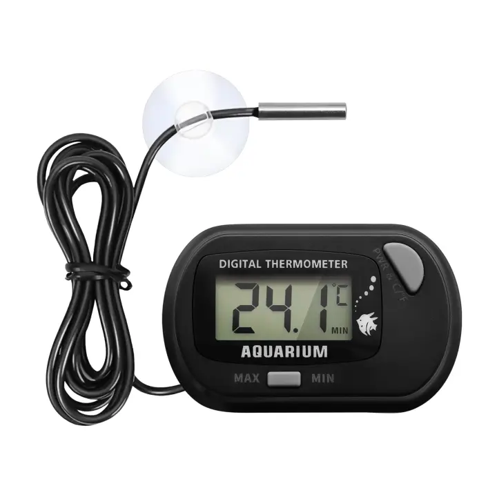 Termómetro digital para pecera, termómetro para acuario, termómetro para reptiles, termómetro de agua con pantalla LCD MAX/MIN - 1