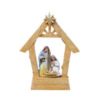 Escena Navideña de Resina Figura de Familia Santral con Estante de Libros - details 7