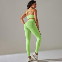 Conjunto de Yoga Sin Costuras para Mujeres Chaleco de Entrenamiento, Pantalones, Sujetador, Shorts de Gimnasio, Leggings de Correr de Cintura Alta Conjuntos Deportivos - details 21