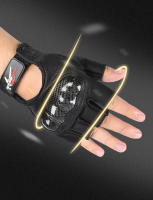 Guantes de Cuero de medio dedo para motocicleta, manoplas de Moto, Verano - details 2