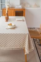 Mantel de lino y algodón Vintage, mantel con estampado Floral y borlas, cubierta de mesa lavable para comedor, picnic, decoración de mesa - details 3