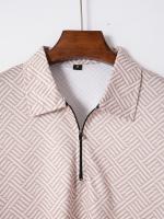 Conjunto Casual de Estampado Tropical para Hombres Camisa con Cremallera y Shorts de Cinturón - details 4