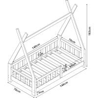 Cama de Niños Pequeños Tipi Indio Montessori Seguridad Máx. 80kg Natural Tamaño 70x140cm - details 3