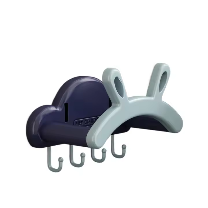 Soporte de baño con forma de oreja de conejo, soporte de lavabo montado en la pared sin perforaciones, soporte fuerte con gancho, estante de almacenamiento para lavabo, baño - 1