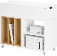 Mesa Auxiliar con 2 Estantes Consola Mesita de Noche con Ruedas Mesa Blanca Mesita 70 x 35 x 60 cm FBT34-W ES - details 70