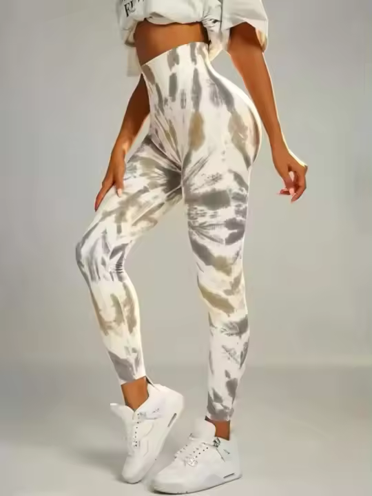 Pantalones de yoga Tie Dye, mujeres de gimnasio, malla deportiva push-up sin costuras de cintura alta, malla de entrenamiento para Fiess - 1