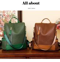 Mochilas de patrón tejidas de cuero suave para bolsos de moda para mujeres y mochilas de gran capacidad para mujeres - details 25