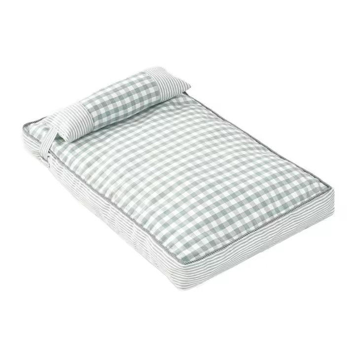 Cama lavable a cuadros con almohada para perro, cojín cálido extraíble para dormir profundo, suave y cómodo, esteras gruesas para sofá, Invierno - 1