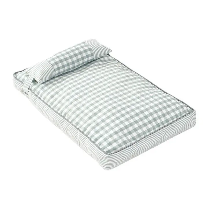 Cama lavable a cuadros con almohada para perro, cojín cálido extraíble para dormir profundo, suave y cómodo, esteras gruesas para sofá, Invierno - 1