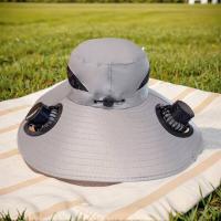 Ventilador solar de ala ancha, cubo solar con 2 ventiladores extraíbles, sombrero de protección UV, sombrero de verano para deportes al aire libre en la playa - details 1