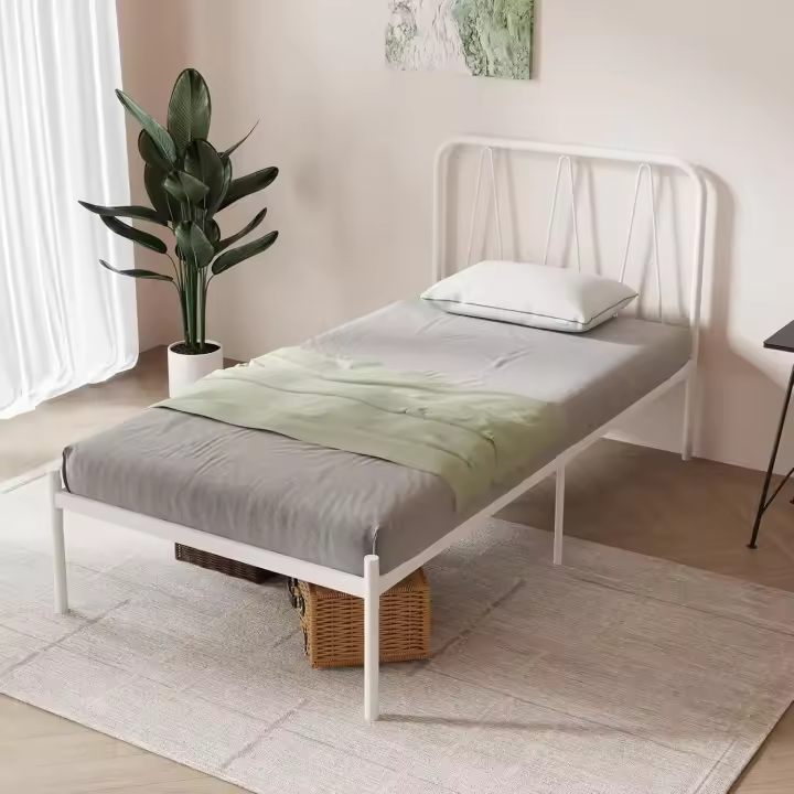 90 x 190 metálico, Altura 30,5 cm, Cama 90x190 cm es una opción Morna y metálica con un diseño cabecera en Forma Ondas, Negro - 1
