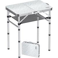 Mesa de Camping Plegable Portátil 60x40x25.4/49/67cm Altura Ajustable Impermeable Negro - details 17