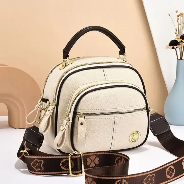 Bolso de hombro multifuncional de cuero deslizante con múltiples compartimentos para mujer, bolso de gran capacidad - 1