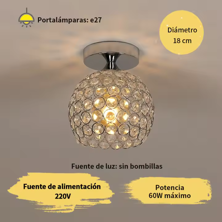 Goeco-Lámpara de techo de Cristal, Moderna semiempotrada, E27, Interior, Lámpara de techo Dormitorio - 1