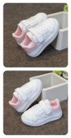 Zapatos blancos para niño y niña, zapatillas cómodas antideslizantes de suela gruesa suave, estilo coreano, Otoño, 2024 - details 1