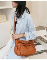 Bolso de hombro cruzado multifuncional de gran capacidad lavado retro para mujer, cuero suave de PU - details 3