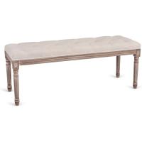 Cabecera estilo vintage, banco de entrada con asiento acolchado y patas de madera para dormitorio y salón - details 0