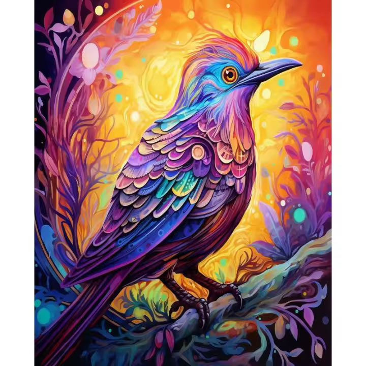 RUOPOTY-pintura acrílica por números de pájaro colorido hecho a mano para adultos, manualidades, decoración de pared, regalo único, pintura de animales - 1