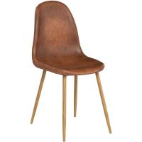 Juego de 4, Estilo Nórdico Vintage de Cuero Sintético con Patas de Metal, Sillas de Comedor para la Cocina, Sillones para el Salón, Color Marrón - details 3