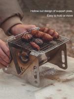 Parrilla de camping desmontable con bolsa de iluminación, estufa tipo caja plegable, mini estufa de cocina de acero inoxidable para senderismo al aire libre - details 9