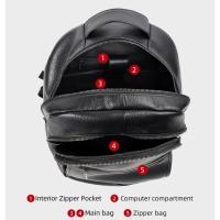 Mochila De piel auténtica 100% para hombre, morral para ordenador portátil de 14 pulgadas, de viaje, a la moda - details 9