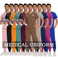 Trajes quirúrgicos de enfermera Unisex para hombre y mujer, uniforme médico de Hospital, pantalones para correr, uniformes veterinarios de enfermería - details 2