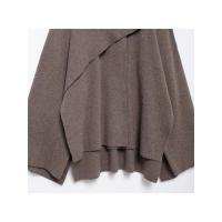 Chaqueta de lana corta Elegante para mujer con cuello redondo Abrigo holgado con manga larga y abertura de manga corta Moda de calle alta 2024 - details 36