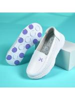 Zapatos de enfermera de piel auténtica para mujer, suela suave, transpirables, antideslizantes, de suela plana, color blanco - details 2