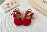 Bolsa de los niños cabeza Boken zapatos 2025 primavera y otoño nueva versión coreana de las niñas perla arco princesa zapatos de suela suave solo zapatos - details 12