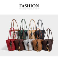 Nuevo bolso de hombro tejido retro para mujer, bolso tipo cubo, bolso tipo cesta de verduras portátil para vacaciones junto al mar - details 2