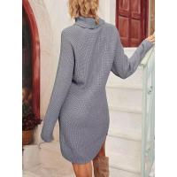 Vestido de punto elegante para mujer cuello redondo, color sólido, estilo elegante - details 15