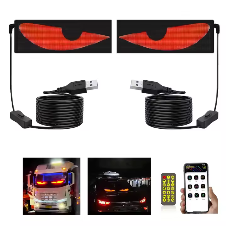 Luz Led Flexible Con ojos De diablo, 2 Piezas, luces Flexibles programables para Coches, lámpara RGB Devil Eye, Pantalla Suave para vehículos, Tiendas, Fiestas, Bares y hoteles - 1