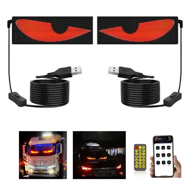 Luz Led Flexible Con ojos De diablo, 2 Piezas, luces Flexibles programables para Coches, lámpara RGB Devil Eye, Pantalla Suave para vehículos, Tiendas, Fiestas, Bares y hoteles - 1