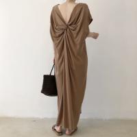 Vestido de Verano Vintage sin Espalda REALEFT Manga Corta, Cuello en V, Moda Casual para Mujeres - details 1