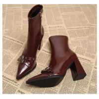 Botines De Tacón Para Mujer, Botines Clásicos De Diario Con Puntera Estrecha Y Cremallera Lateral, - details 21